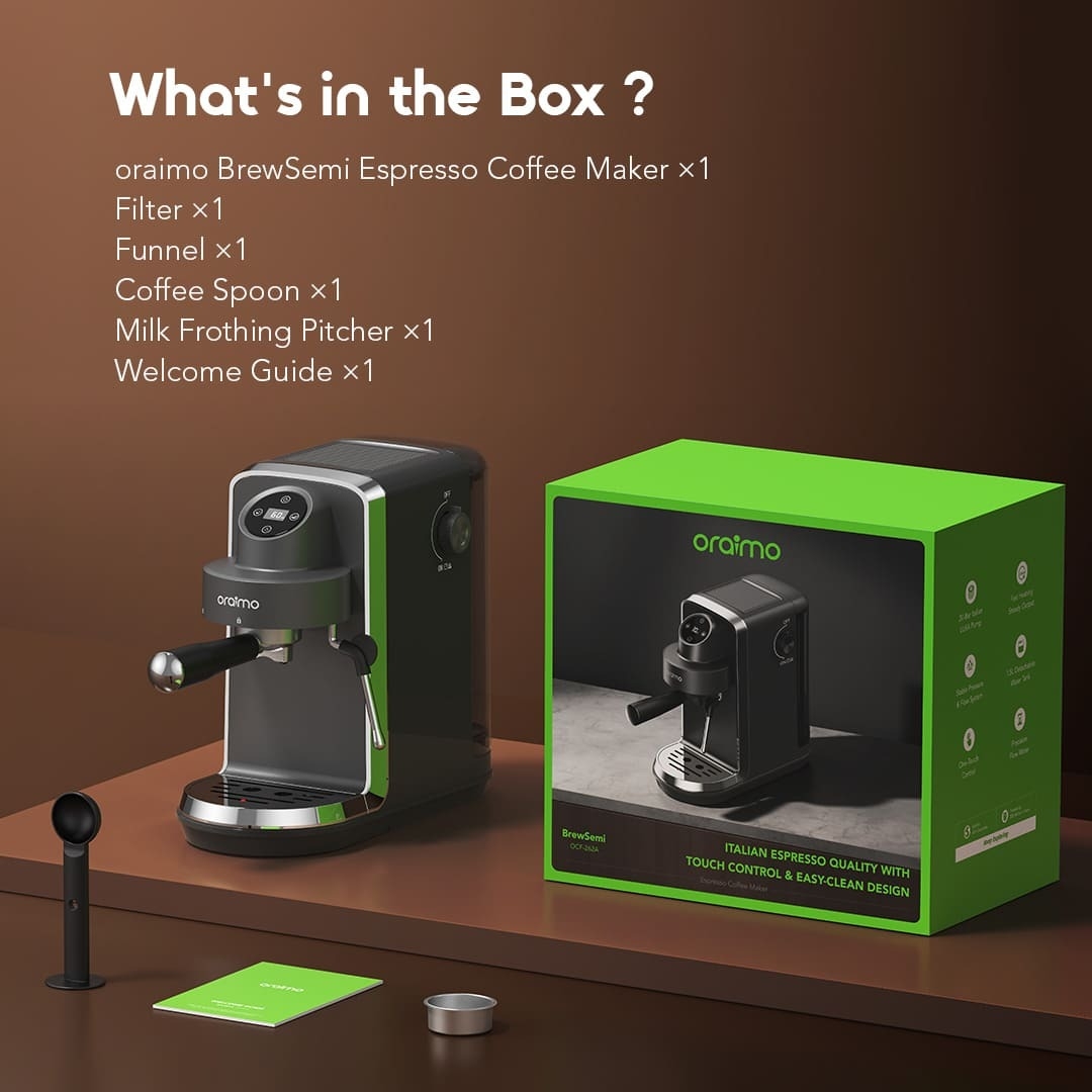 oraimo Espresso Coffee Maker BrewSemi OCE-32A 10 What's in the Box?