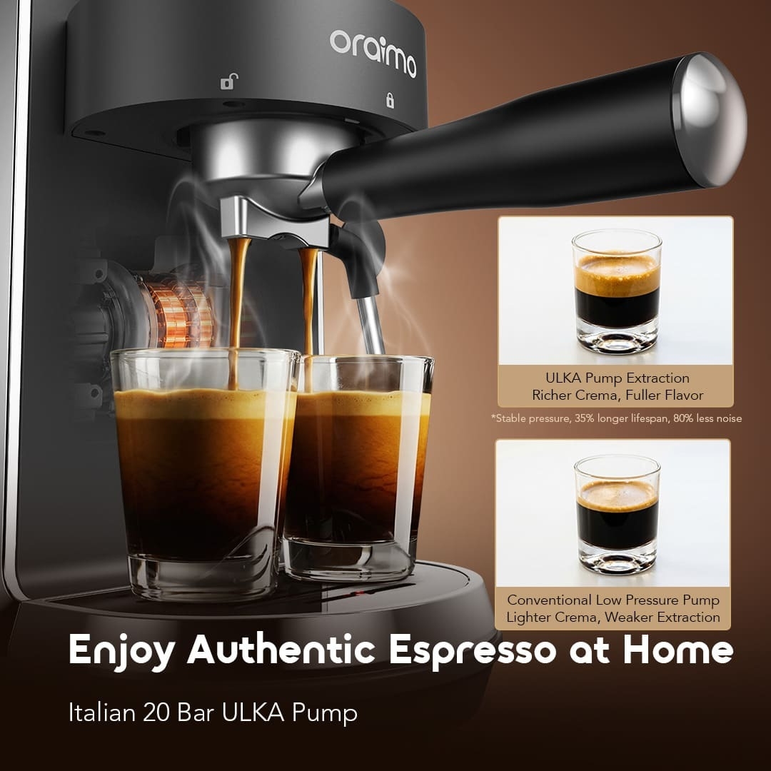 oraimo Espresso Coffee Maker BrewSemi OCE-32A 03 Italian 20 Bar ULKA Pump