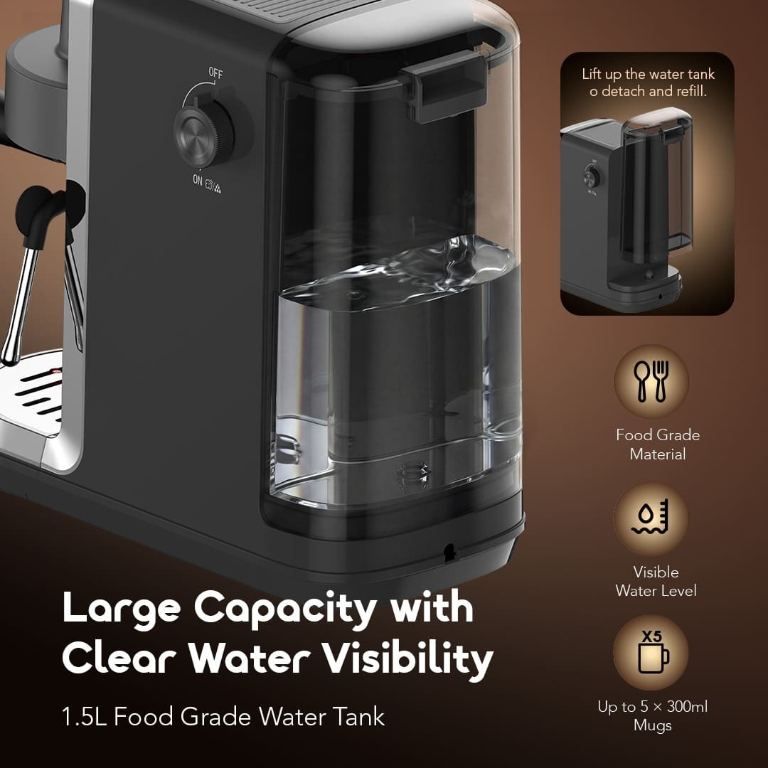 oraimo Espresso Coffee Maker BrewSemi OCE-32A 08 1.5L Food Grade Water Tank