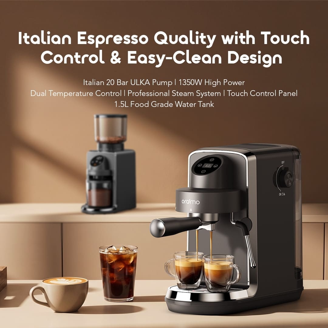 oraimo Espresso Coffee Maker BrewSemi OCE-32A 01 Italian Espresso Quality with Touch Control & Easy-Clean Design