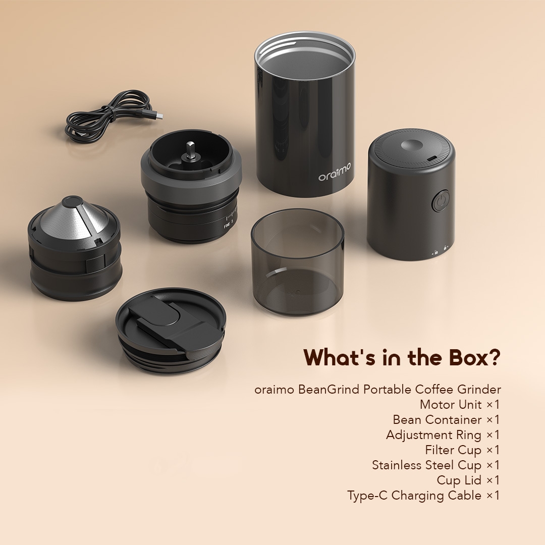 oraimo Portable Coffee Grinder BeanGrind OCB-221A 10 What's in the Box?