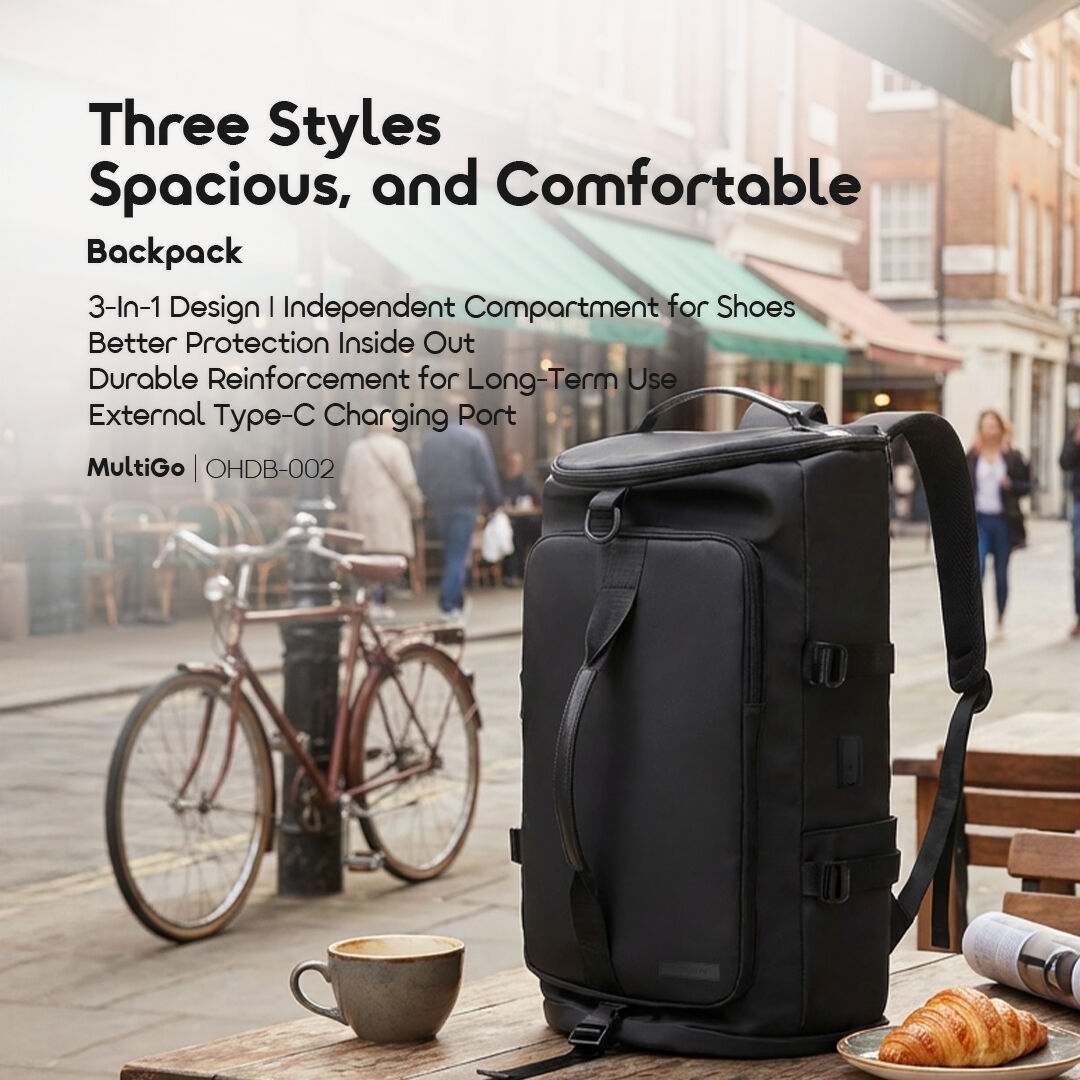 oraimo Backpack MultiGo OHDB-002 01 Three Styles, Spacious, and Comfortable