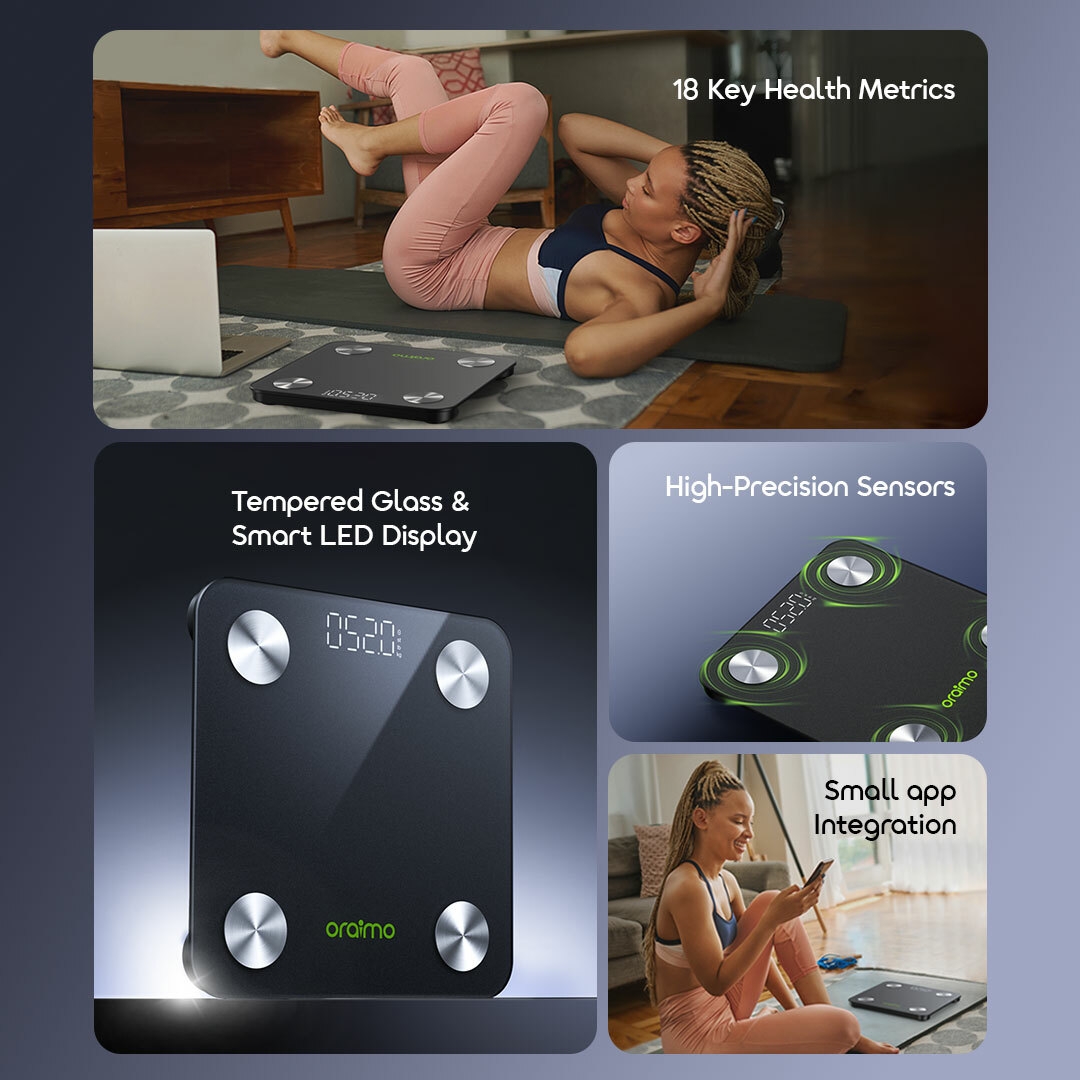 oraimo smart led body fat scale fitscale opc-sc200n features 2