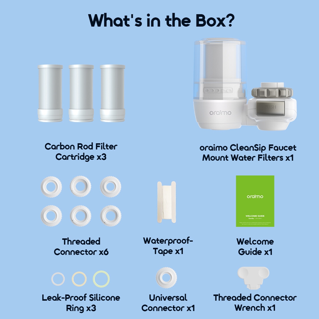 oraimo cleansip high flow rate faucet mount water filters osh-008a in the box 6