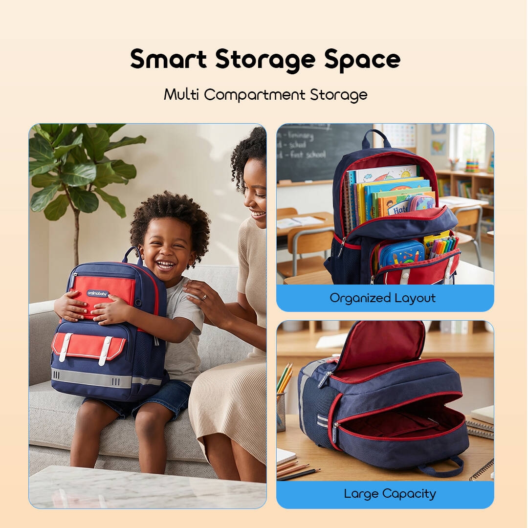 oraimo kids school backpack buddybag obc-544a 06 multi compartment storage