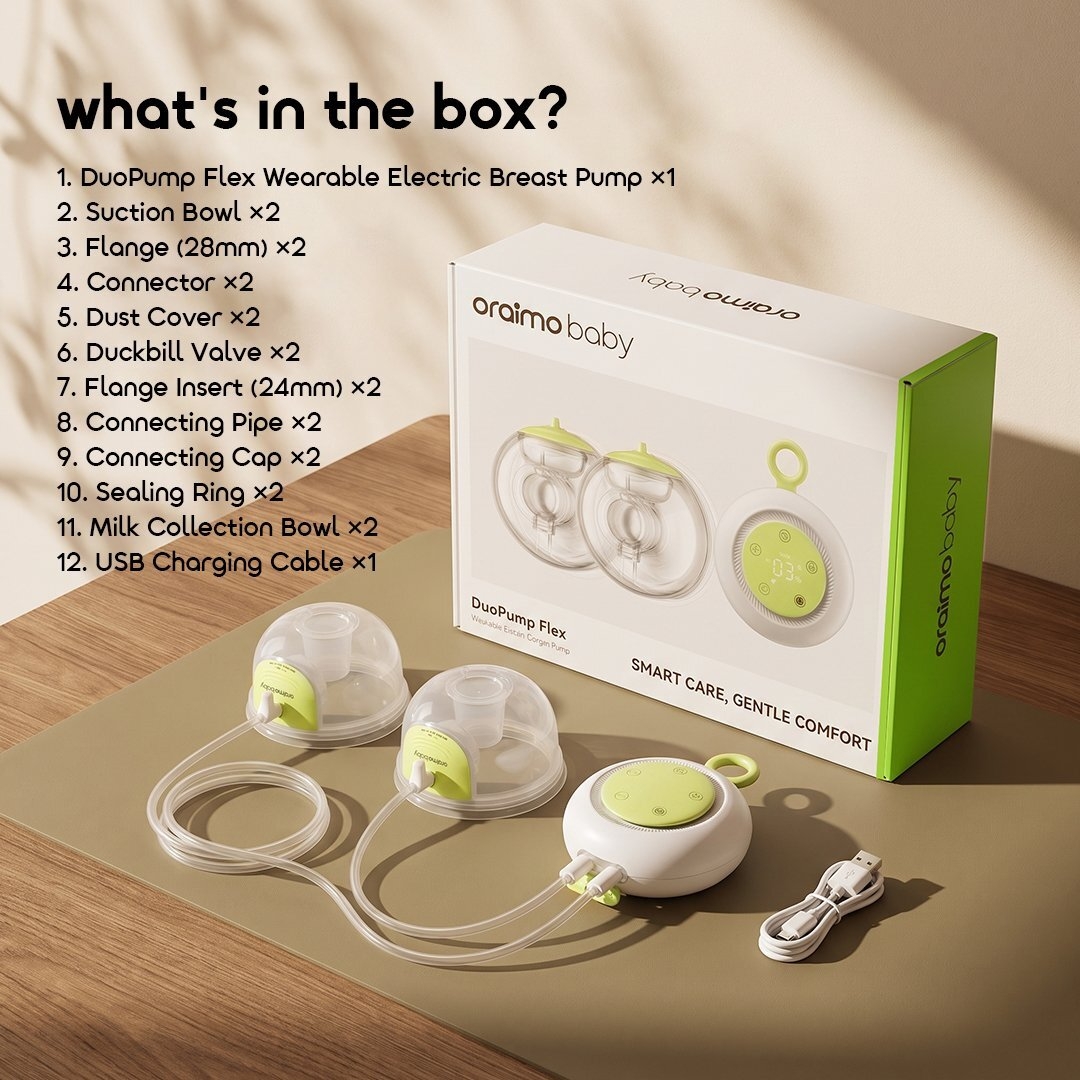 oraimo baby wearable electric breast pump duopump flex obr-532b 08 whats in the box