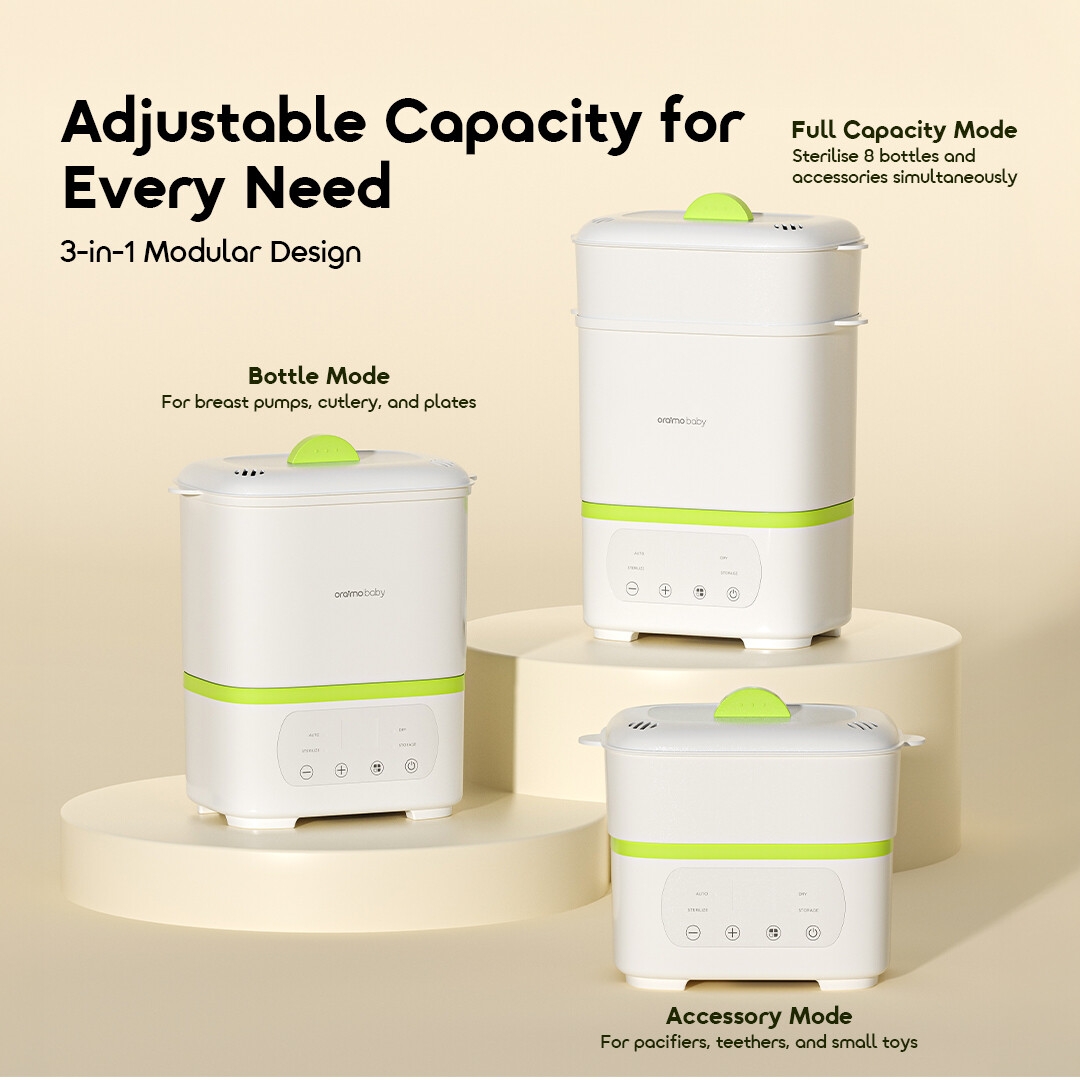 oraimo Baby Steriliser BabySteri OBW-521A-5 3-in-1 Modular Design | Adjustable Capacity for Every Need
