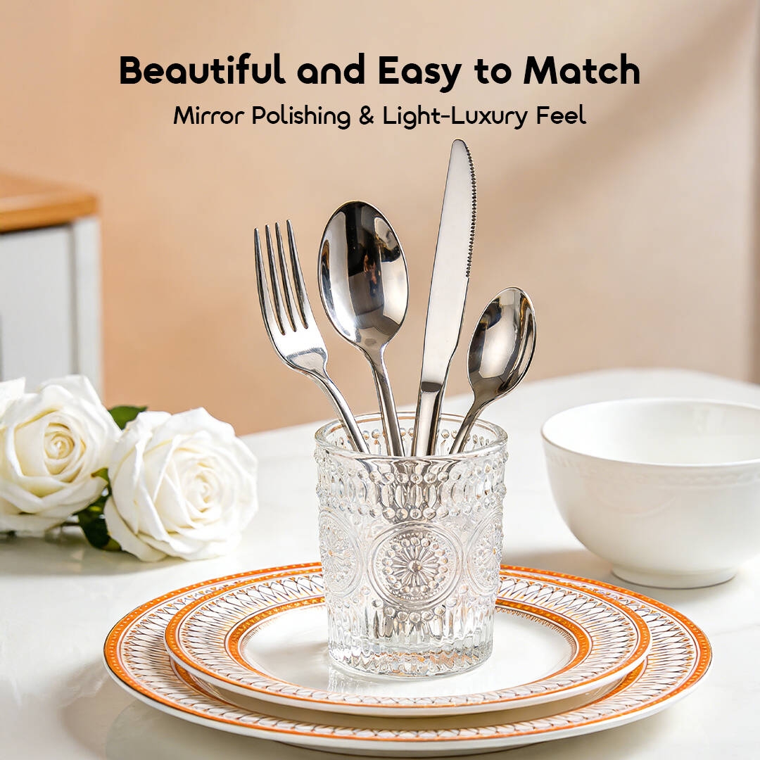 oraimo Stainless Steel Tableware Set (24pcs) HomeServe OHKS-001 4 Mirror Polishing & Light-Luxury Feel