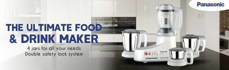 Triveni | Panasonic MX-AC400 550W 5 Jar Super Mixer Grinder - (White)