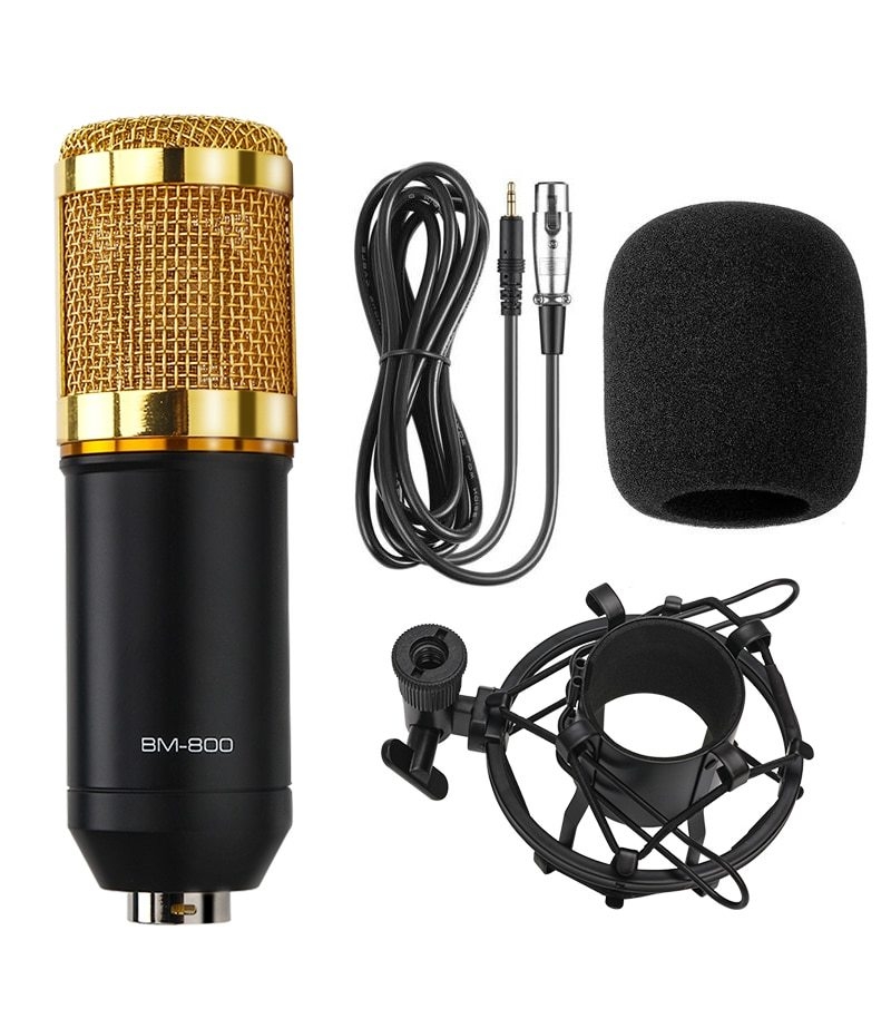 Popupine BM800 Condenser Microphone Phantom Power Mic With Sound Card