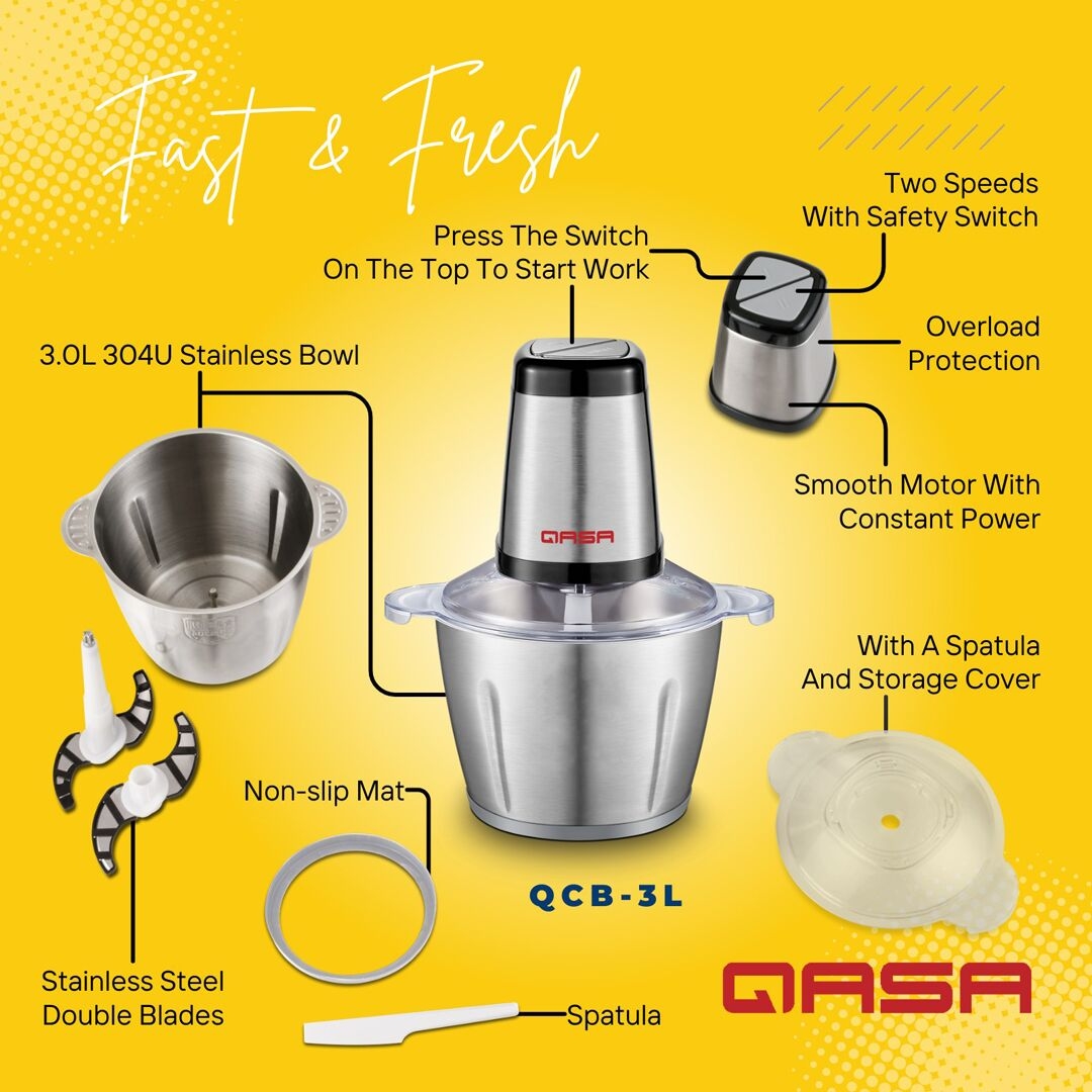 Chopper Blender QCB-3L Stainless - Welcome To Qlink QASA