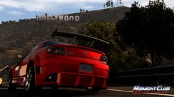 Car beneath the Hollywwod sign in 'Midnight Club: Los Angeles''