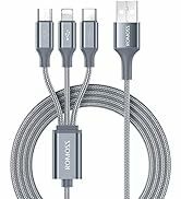 ROMOSS 3 in 1 Multi Charging Cable, 3.3ft/1m Universal USB C Cable Fast Charging Cord, USB to USB...