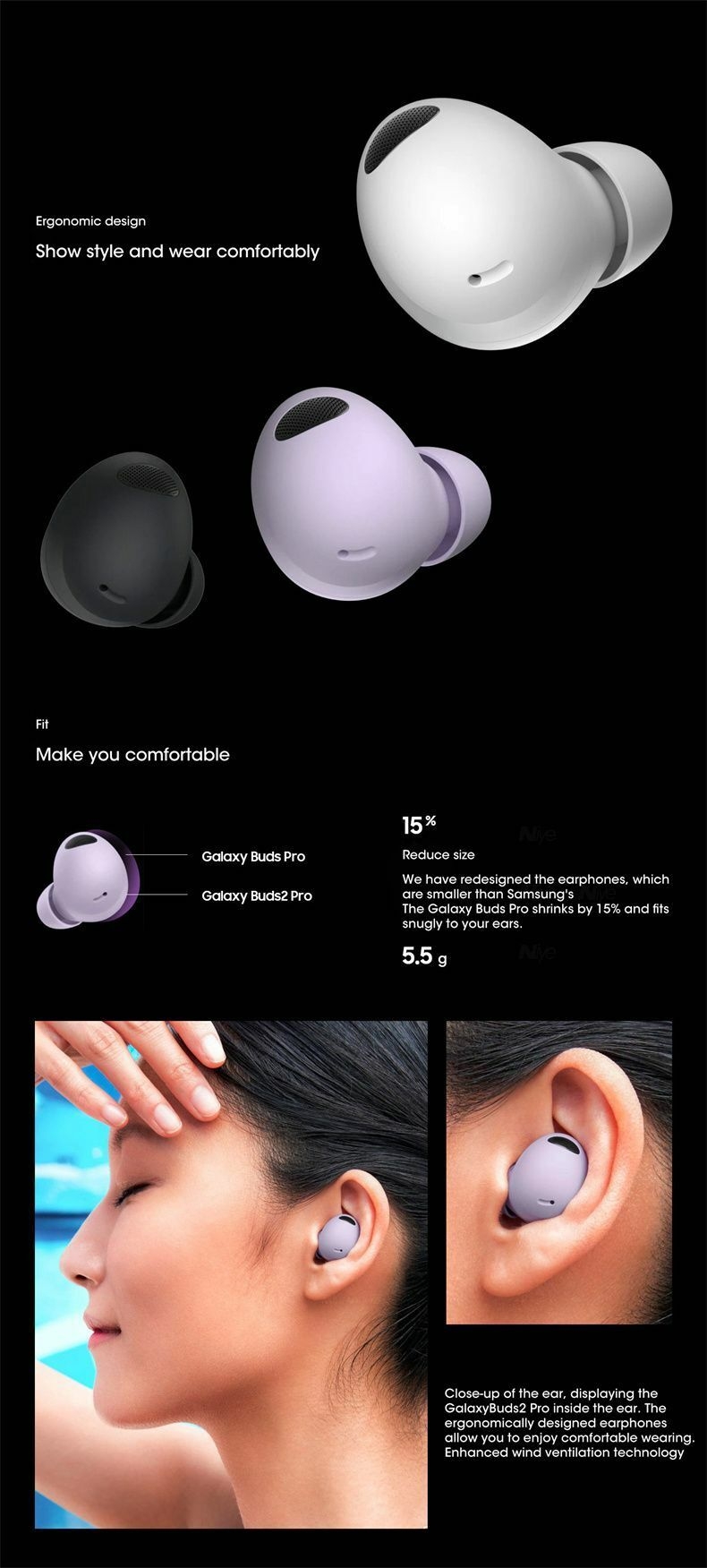 Galaxy Buds2 Pro R510 TWS Earbuds Wireless Earphones Buds 2 Pro Headphones with Mic ENC HiFi Stereo Gaming Sports