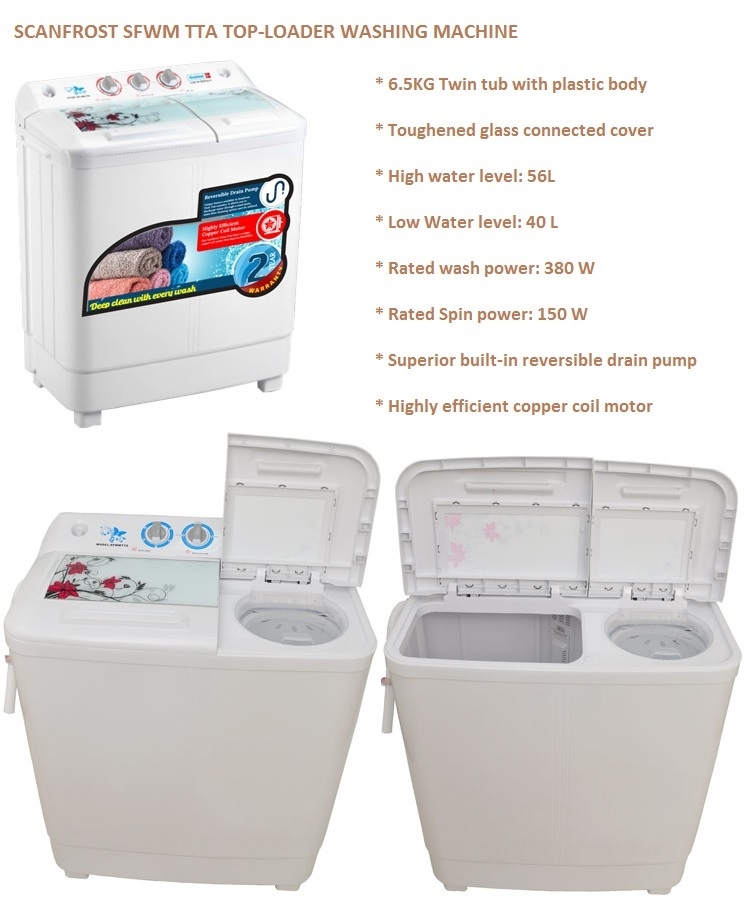 Scanfrost SFWM TTA (6.5kg) Twin Tub SemiAutomatic Washing Machine