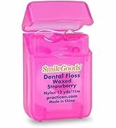 SmileGoods Waxed Dental Floss, 12 Yard, Strawberry Flavored, Bulk Pack of 72