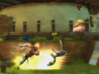 Sweet Tooth knocking Sly Cooper for a loop as Colonel Radec closes in in PlayStation All-Stars Battle Royale