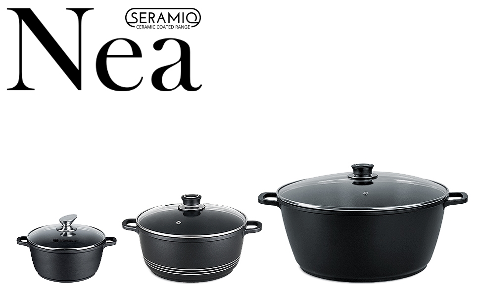 casserole small, casserole medium, casserole large, casserole xl, induction cookware black with lid