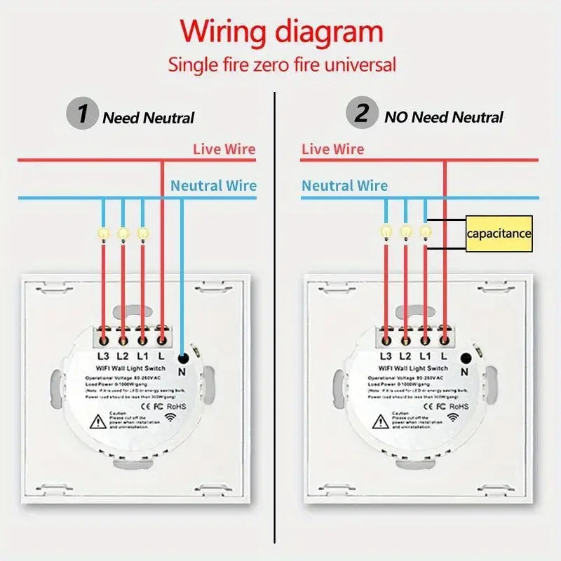     smart light switch eu 1 2 3   rf433   google home voice control   panel with touch control   w or w o neutral wire compatible with hive     and     modern lighting neutral wire option   details 2