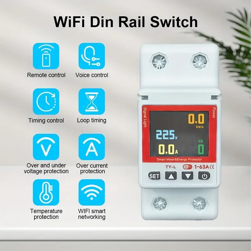 63a wifi drain under-voltage protector relay switch circuit breaker, energy - monitor for Product details 0