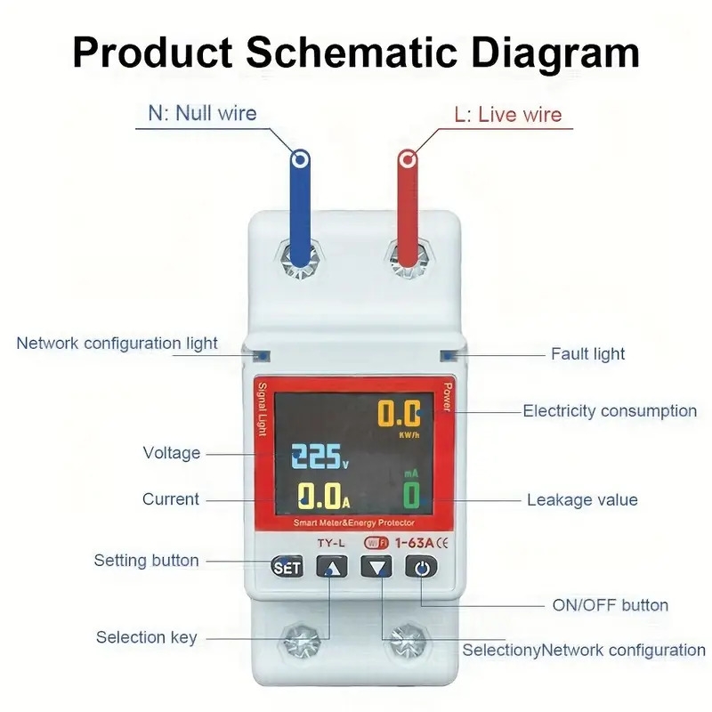 63a wifi drain under-voltage protector relay switch circuit breaker, energy - monitor for Product details 3