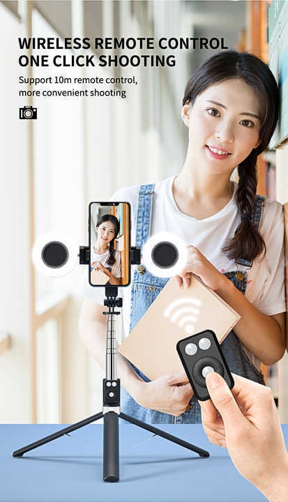 With two Led Ring Light Anti-slip Desk Pink Adjustable BT-compati Phone Holder Selfie Stick For TiktoLive Streaming