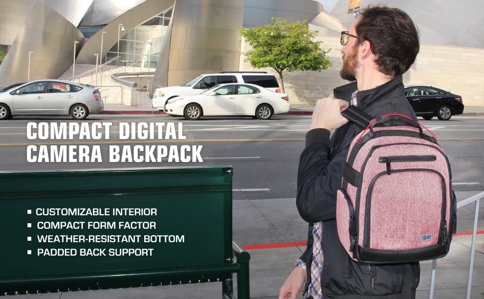 USA Gear UBK DSLR Camera Backpack with Customizable Interior Storage and Weather Resistant Bottom