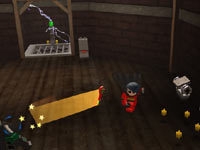 Robin throwing a weapon in Lego Batman 2: DC Super Heroes for PS Vita