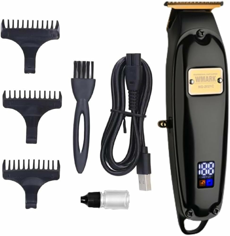 WMARK NG-2021C Metal Body Professional Digital Display Detail Trimmer Pro Li Outliner Cordless T Blade Hair Clipper 0.1 Gap Outlining for Barbers ...