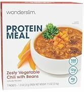 WonderSlim Protein Meal, Zesty Vegetable Chili w/Beans, 12g Protein, 4g Fiber, Gluten Free (7ct)