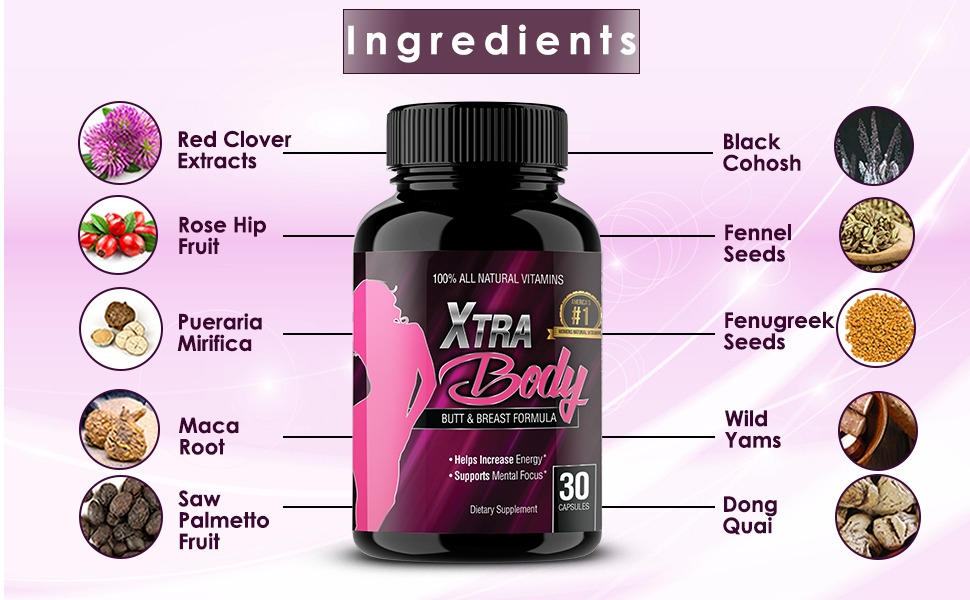 XtraBody Vitamins Butt Enhancement and Breast Enlargement Supplement  Estrogen Enhancer SPN FOR1