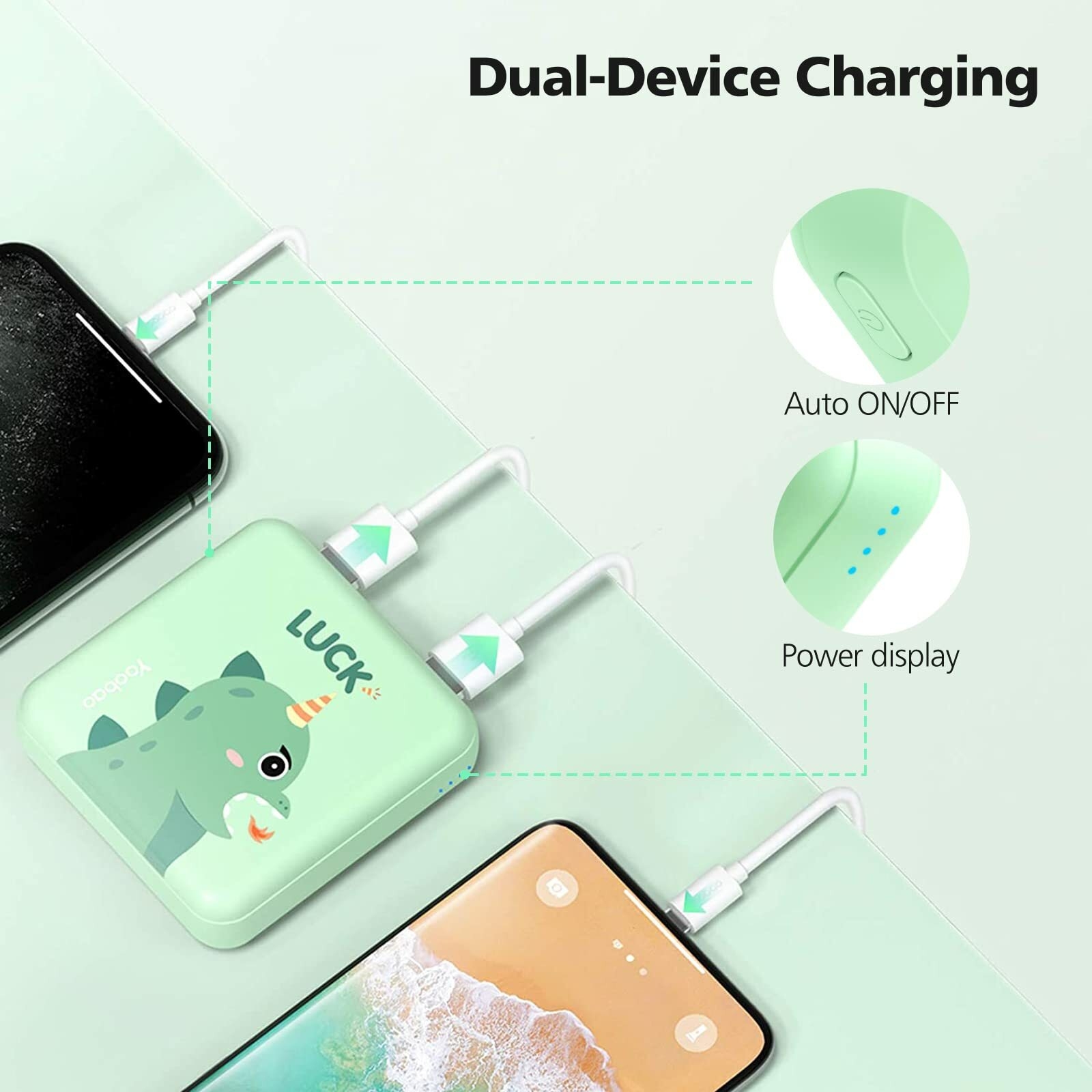 Yoobao Portable Charger 10000mAh, Cute Power Bank USB-C for Girls Travel, Outputs Inputs Mini Phone Battery Pack for iPhone