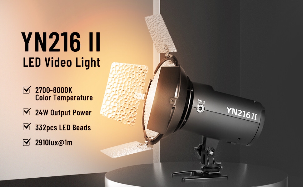 Amazon.com : YONGNUO YN216 II Portable LED Video Light, 24W Power 2700-8000K Color Temperature, 12 Fx Lighting Effects, 2.4G Wireless Remote Control, for YouTube Outdoor Video Recording, Filming, Live Streaming : Electronics