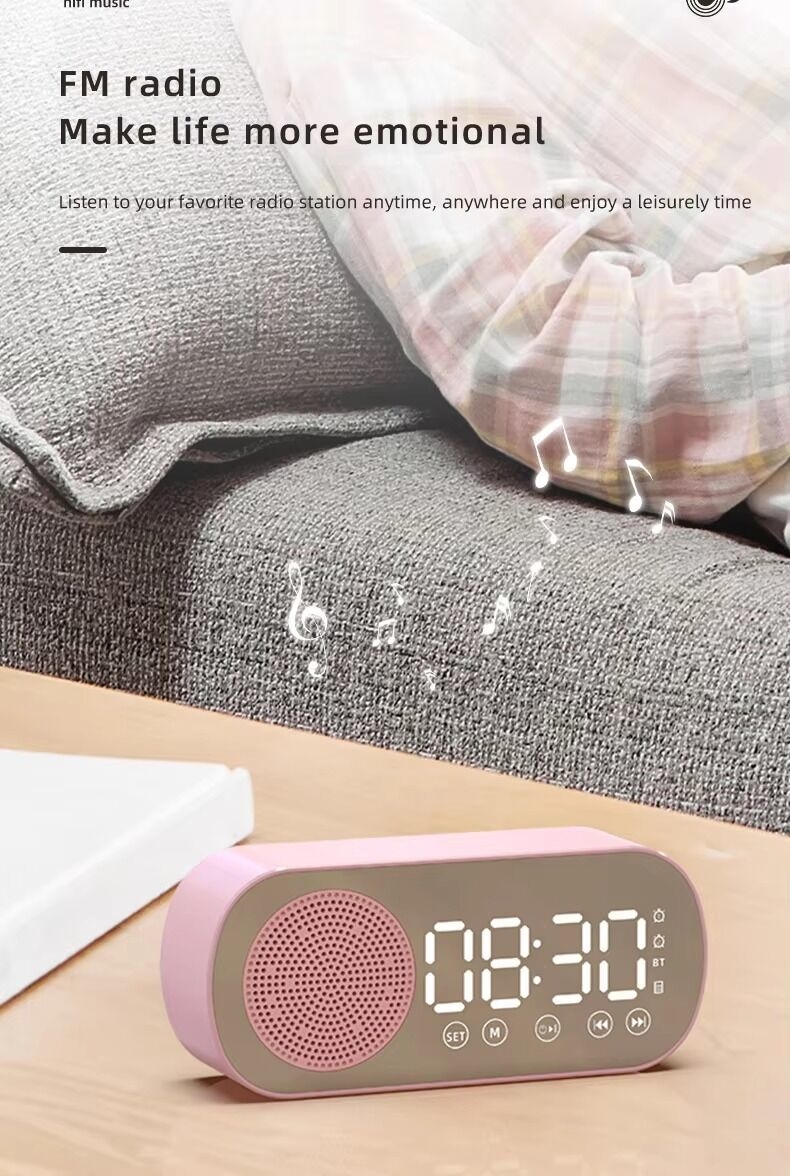 2025 New Z7 Wireless Speaker BT Alarm Clock Usb Large Display Led Mirror Digital Clock Fm Mini Speaker for Living Room Office