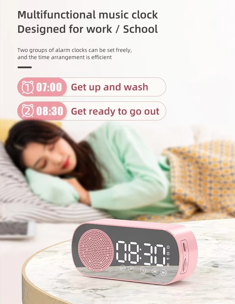 2025 New Z7 Wireless Speaker BT Alarm Clock Usb Large Display Led Mirror Digital Clock Fm Mini Speaker for Living Room Office