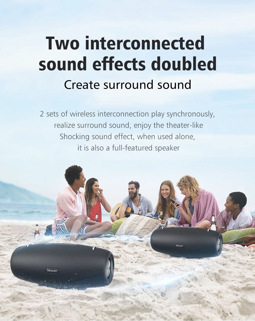 Zealot S67 OEM Stereo Bluetooth Speaker Audio Custom Speakers Bluetooth Wireless Outdoor Speaker for Pc Party Battery Plastic 2