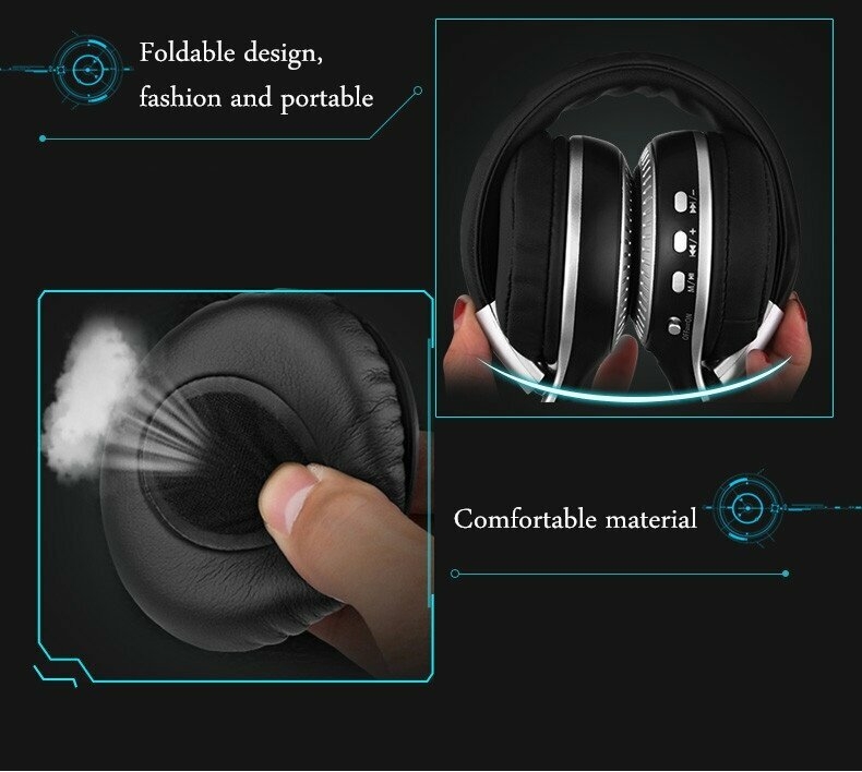 Zealot B19 Digital Display Stereo TF Card FM Radio AUX Wireless Bluetooth Headset Headphone With Mic