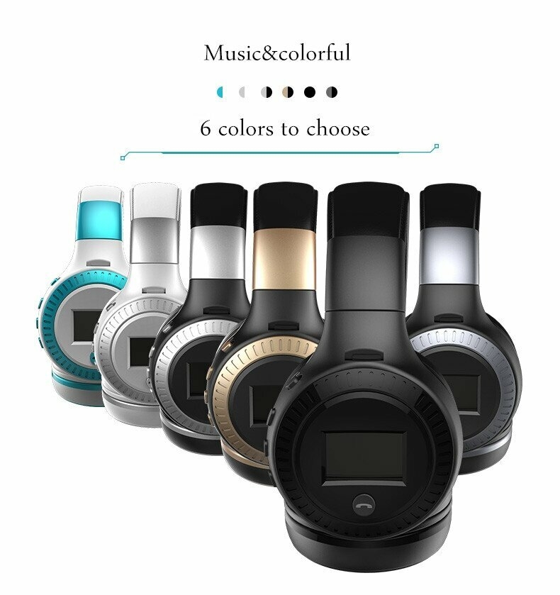 Zealot B19 Digital Display Stereo TF Card FM Radio AUX Wireless Bluetooth Headset Headphone With Mic