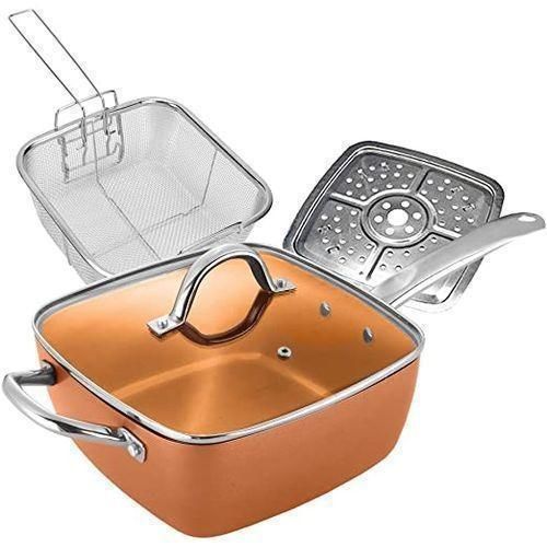 9.5 litres square deep copper pan