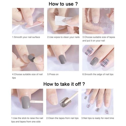 Square Acrylic Press on False Glossy Long 24pcs Nails Grey Black