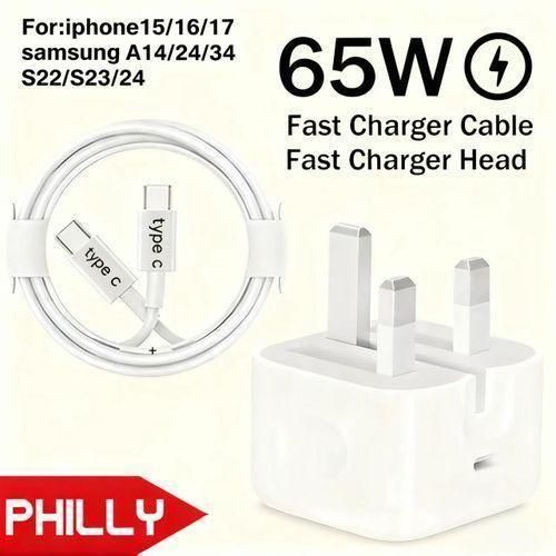 PHILLY 65W Super Fast Charger Type-C For Iphone15-17 Samsung