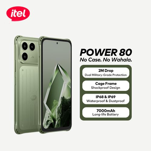 Power80, 2M Drop Non-Stop Smartphone , 7000mAh Battery, Military Grade Protection, Cage Frame Shockproof Design , 128gb+4gb