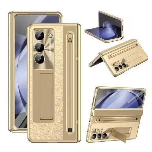 Case Samsung Galaxy Z Fold 7 5G Leather Stand Case With Screen Protector Hinge Protection With Capacitive Pen And S Pen Holder Case For Galaxy Z Fold7