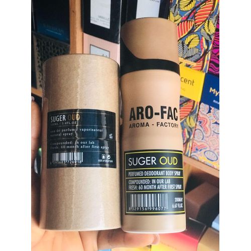 Dhamma Suger Oud ARO-FAC Aroma Factory For Women And Men 100ml And Suger Oud Body Spray 200ml