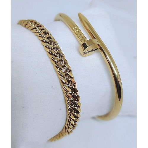 Gold 2 In 1 Stainless Steel Bracelets
