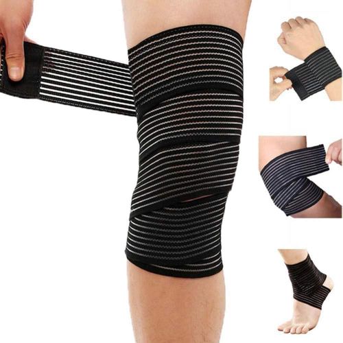 Extra Long Elastic Knee Wrap Compression Support for Ligaments Joint Pain, Plantar Fasciitis & Sports (Squat, Basketball, Running, etc.)