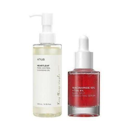 Anua Heartleaf Pore Control Cleansing Oil and Niacinamide 10% + TXA 4% Dark Spot Correcting Serum 1.01 Fl.oz