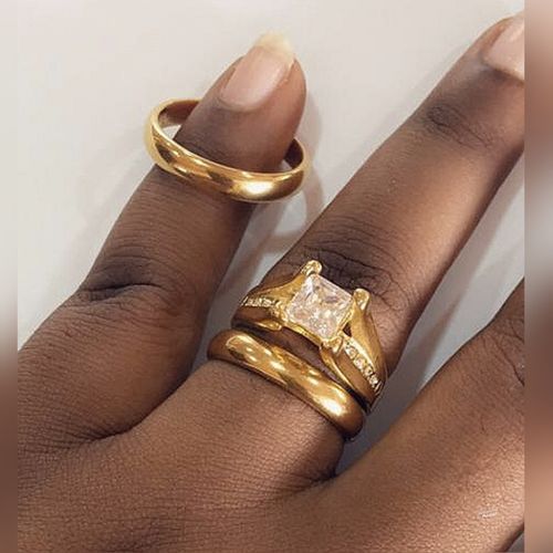 P1 Romania Gold Wedding Ring Set