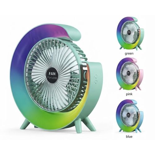 Portable Colorful Desktop Fan, F13 Personal USB Small Desk Fan with Multi-Color Breathing Light, 3-Speed Quiet Cooling Fan for Office, Bedroom, Home, and Travel
