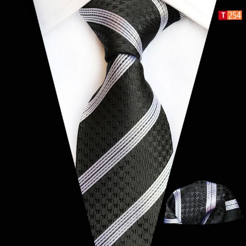 Classic Pure Color Pattern Necktie+ Square Pocket+Cufflick